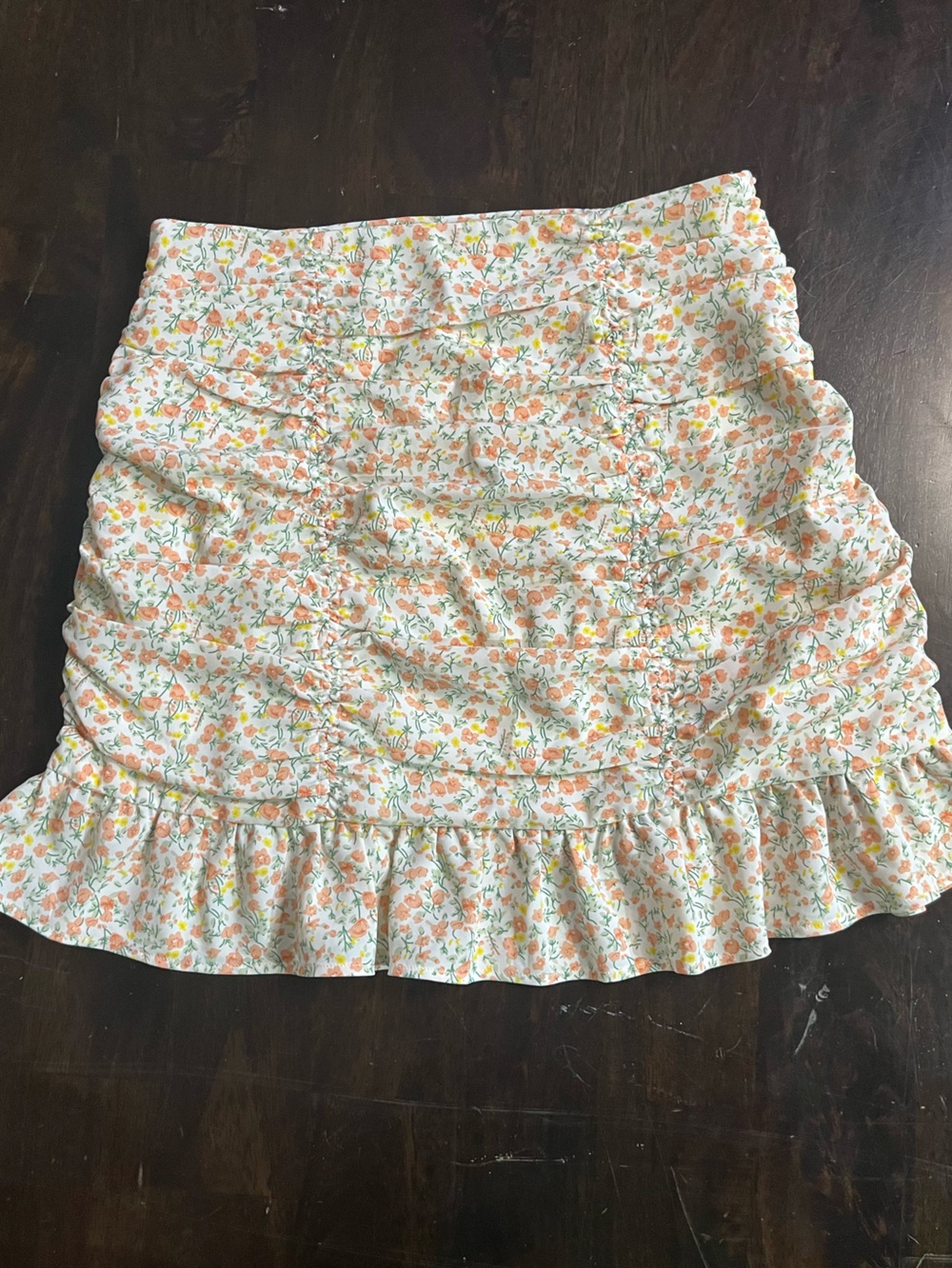 Loveriche Rouched Lined Floral Skirt, Zipper, Sz S